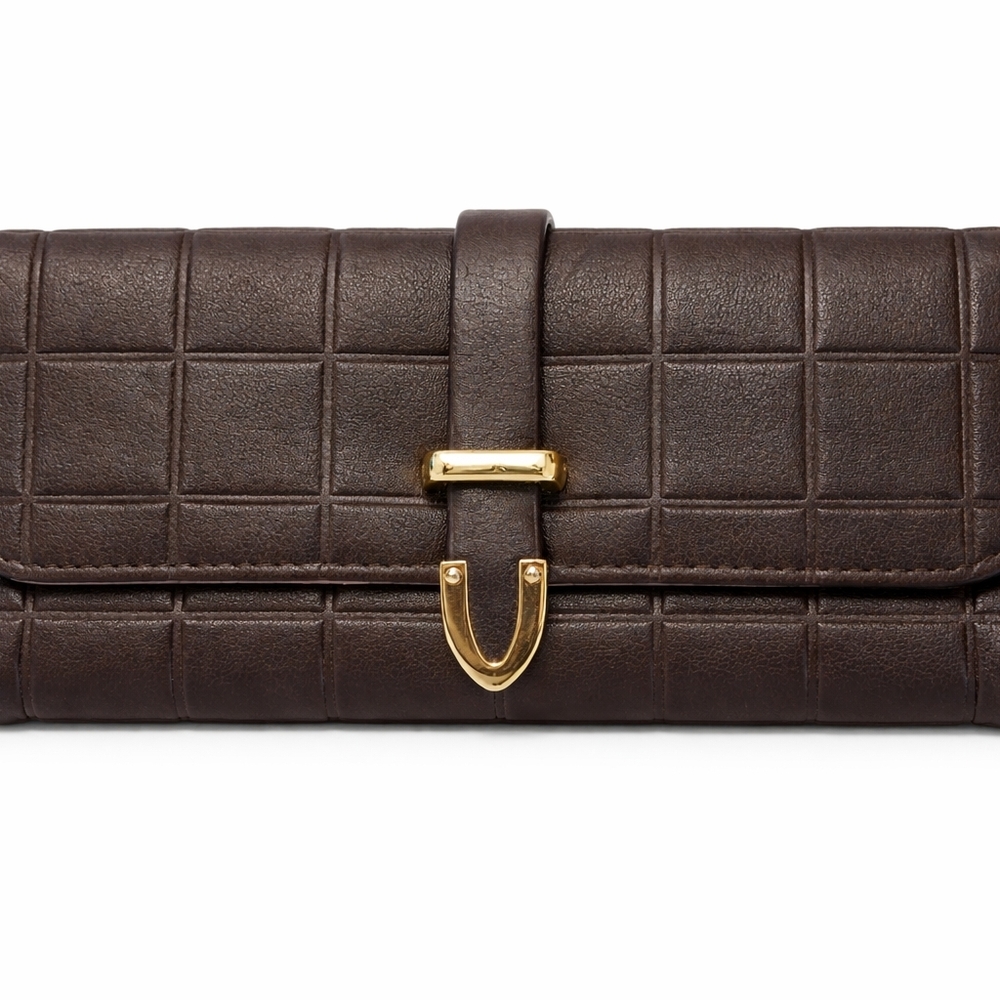 Chic Brown Clutch with Gold Detail